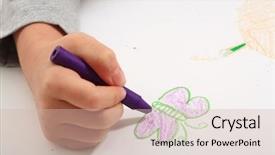  Presentation with crayon - Colorful slides enhanced with color crayon - lovely girl backdrop and a soft green colored foreground