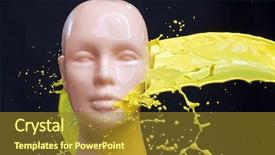  Presentation with design teal color - Colorful slides enhanced with color design concept mannequinn head backdrop and a gold colored foreground