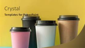  Presentation with paper cups - Beautiful PPT theme featuring color-disposable-paper-cups backdrop and a yellow colored foreground
