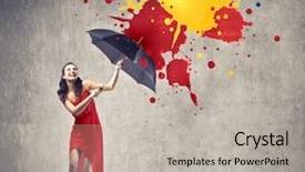  Presentation with plastic bag for umbrella - Presentation theme consisting of wall art - laughing beautiful woman using background and a light gray colored foreground