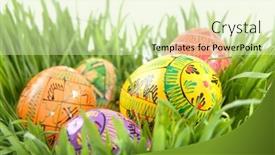  Presentation with green color - Beautiful PPT layouts featuring color-easter-eggs-in-nest backdrop and a soft green colored foreground