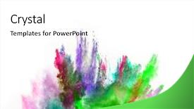  Presentation with color powder - PPT layouts having color explosion - launched colorful powder on white background and a white colored foreground