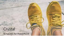  Presentation with running shoes - Presentation theme having color fashion trainers with matching background and a mint green colored foreground