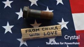  Presentation with trade war - Cool new theme with color fee - american chinese trade war concept backdrop and a navy blue colored foreground