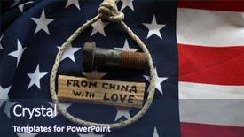  Presentation with chinese american - Amazing slide deck having color fee - american chinese trade war concept backdrop and a navy blue colored foreground