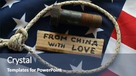  Presentation with trade war - PPT theme consisting of color fee - american chinese trade war concept background and a ocean colored foreground