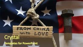  Presentation with trade war - Beautiful PPT layouts featuring color fee - american chinese trade war concept backdrop and a tawny brown colored foreground