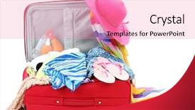  Presentation with school safety skate in summer - PPT theme enhanced with color fee - suitcase with summer clothes background and a coral colored foreground