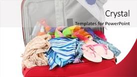  Presentation with suitcase - Colorful PPT layouts enhanced with color fee - suitcase with summer clothes backdrop and a light gray colored foreground
