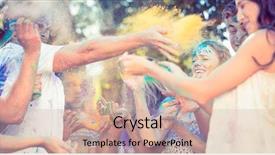  Presentation with paint powder - Slide deck having color festival - friends having fun with powder background and a  colored foreground