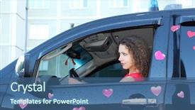  Presentation with pink wedding - Slide deck with color fo light - young beautiful woman at wheel background and a ocean colored foreground