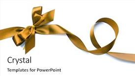  Presentation with gift ribbon - PPT theme having color gift satin ribbon bow background and a  colored foreground