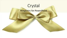  Presentation with gift ribbon - Cool new PPT theme with color gift satin ribbon bow backdrop and a blonde colored foreground