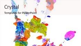  Presentation with hand print - Cool new PPT theme with color hand print on white isolated backdrop and a sky blue colored foreground