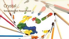  Presentation with hand print - Colorful PPT layouts enhanced with color hand print with brushes backdrop and a  colored foreground