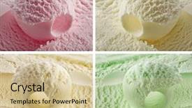  Presentation with ice cream - Beautiful theme featuring color ice cream backdrop and a soft green colored foreground