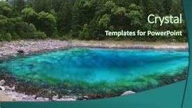  Presentation with canadian culture canada china national - Beautiful presentation theme featuring color lake panorama from jiuzhaigou backdrop and a tawny brown colored foreground