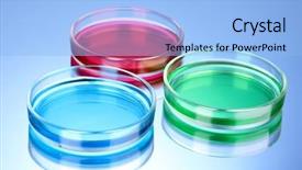  Presentation with petri dish - Audience pleasing PPT layouts consisting of color liquid in petri dishes backdrop and a light blue colored foreground