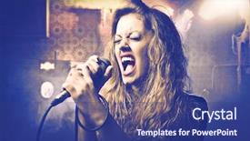  Presentation with music singing - Presentation theme having color music - beautiful woman singing background and a ocean colored foreground