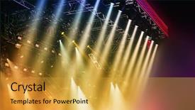  Presentation with stage lights - Audience pleasing slides consisting of color music - colorful stage lights at concert backdrop and a yellow colored foreground