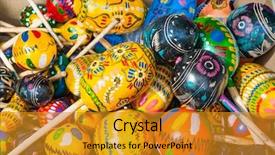  Presentation with guatemala - Beautiful slide deck featuring color music - coluorful wooden maracas at street backdrop and a gold colored foreground