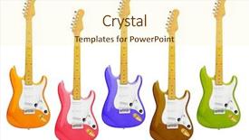  Presentation with electric - Presentation theme consisting of color music - row of colourful electric guitars background and a cream colored foreground
