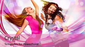  Presentation with dancing - Cool new theme with color music - two young girls dancing backdrop and a coral colored foreground