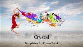  Presentation with concert symphony woman dancing in grass - Slide deck enhanced with color music - young woman dancer in red background and a light gray colored foreground