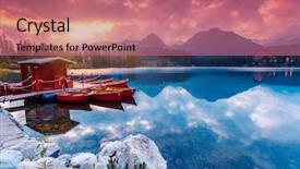  Presentation with mountain lake - Presentation with color nature - peaceful mountain lake in national background and a coral colored foreground