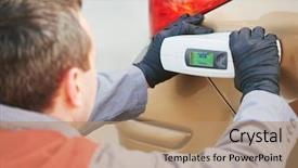  Presentation with scanner - Cool new PPT layouts with color of car with paint backdrop and a coral colored foreground