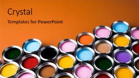  Presentation with abstract rainbow color prism - Colorful presentation design enhanced with color palette can rainbow colors backdrop and a gold colored foreground