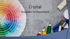  Presentation with construction design - Presentation theme featuring color palette guide and painting background and a light gray colored foreground