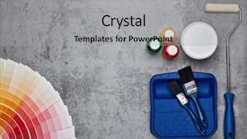  Presentation with construction design - Slide set featuring color palette guide and painting background and a light gray colored foreground