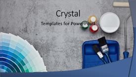  Presentation with construction design - PPT theme enhanced with color palette guide and painting background and a light gray colored foreground