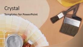  Presentation with construction design - Presentation theme enhanced with color palette guide paint brushes background and a soft green colored foreground