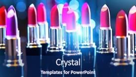  Presentation with makeup fashion model applying lipstick - PPT layouts enhanced with color pallete - lipstick makeup concept fashion colorful background and a navy blue colored foreground