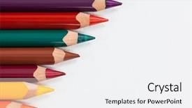  Presentation with color - Cool new slide deck with color pencil arranged in diagonal backdrop and a white colored foreground
