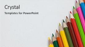  Presentation with color - PPT layouts having color pencil arranged in diagonal background and a white colored foreground