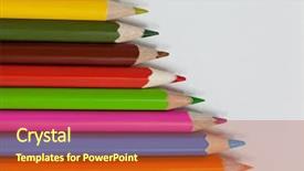  Presentation with color - Beautiful PPT theme featuring color pencil arranged in diagonal backdrop and a crimson colored foreground