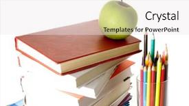  Presentation with school apple - Colorful slides enhanced with color pencils and apple school subjects backdrop and a white colored foreground