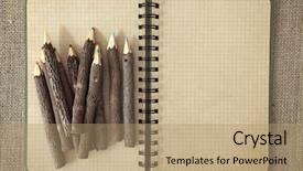  Presentation with color pencils - Audience pleasing presentation theme consisting of color pencils and exercise book backdrop and a coral colored foreground
