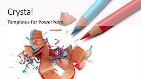  Presentation with pastel color spring - Beautiful PPT theme featuring color pencils and sharpener shaving backdrop and a sky blue colored foreground