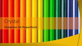  Presentation with color pencils - PPT theme with color-pencils-background-texture-art background and a gold colored foreground