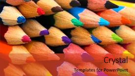 Presentation with yellow color - Amazing PPT theme having color pencils close-up backdrop and a  colored foreground
