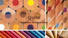  Presentation with color pencils - Slide set consisting of purple heart crayon draw - color pencils collage background and a coral colored foreground