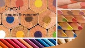  Presentation with color pencils - PPT layouts featuring purple heart crayon draw - color pencils collage background and a coral colored foreground