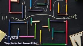  Presentation with color pencils - Presentation theme having color-pencils-composed-with-symmetry background and a wine colored foreground