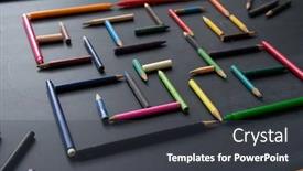  Presentation with color pencils - Slides featuring color-pencils-composed-with-symmetry background and a dark gray colored foreground