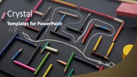  Presentation with color pencils - Amazing slides having color-pencils-composed-with-symmetry backdrop and a dark gray colored foreground