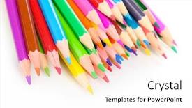  Presentation with color pencils - Audience pleasing theme consisting of color pencils isolated on white backdrop and a pink colored foreground